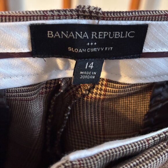 Banana Republic Women Sloan Curvy Fit SZ: 14 Brown/Camel plaid - Picture 13 of 13